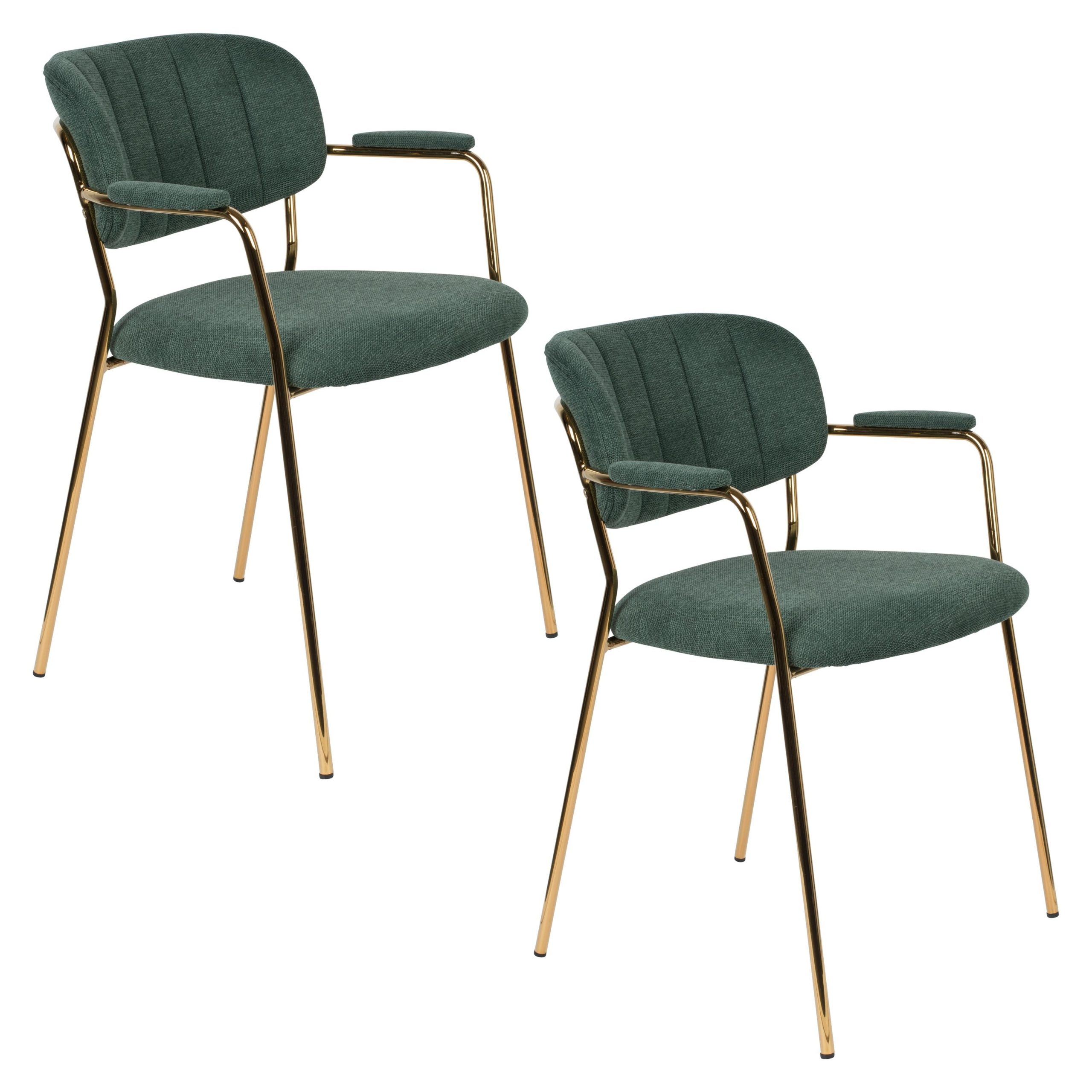 Housecraft Living Jolien Eetkamerstoelen Armleuning Goud/Donkergroen -