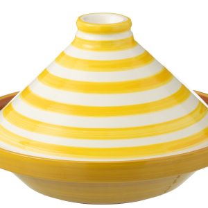 J-Line tajine Granada Stripes – keramiek – wit/geel