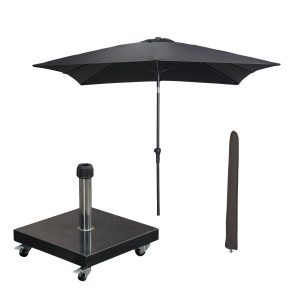 Garden Impressions stokparasol Lotus zwart 250×250 cm met Eureka voet