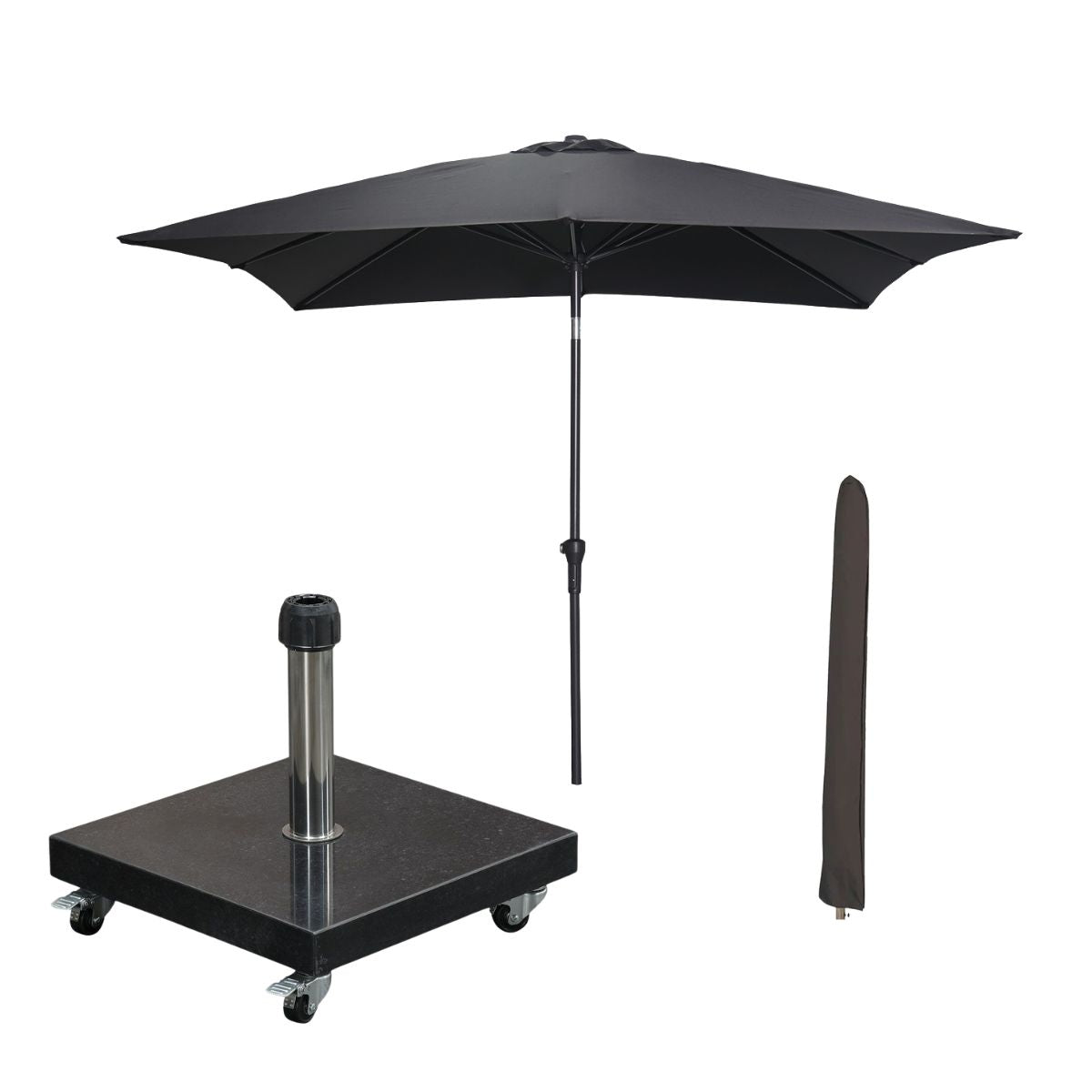 Garden Impressions stokparasol Lotus zwart 250x250 cm met Eureka voet