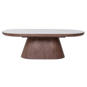 Giga Meubel Salontafel Alba – Ovaal Walnoot Hout/Keramisch – 120x60x38