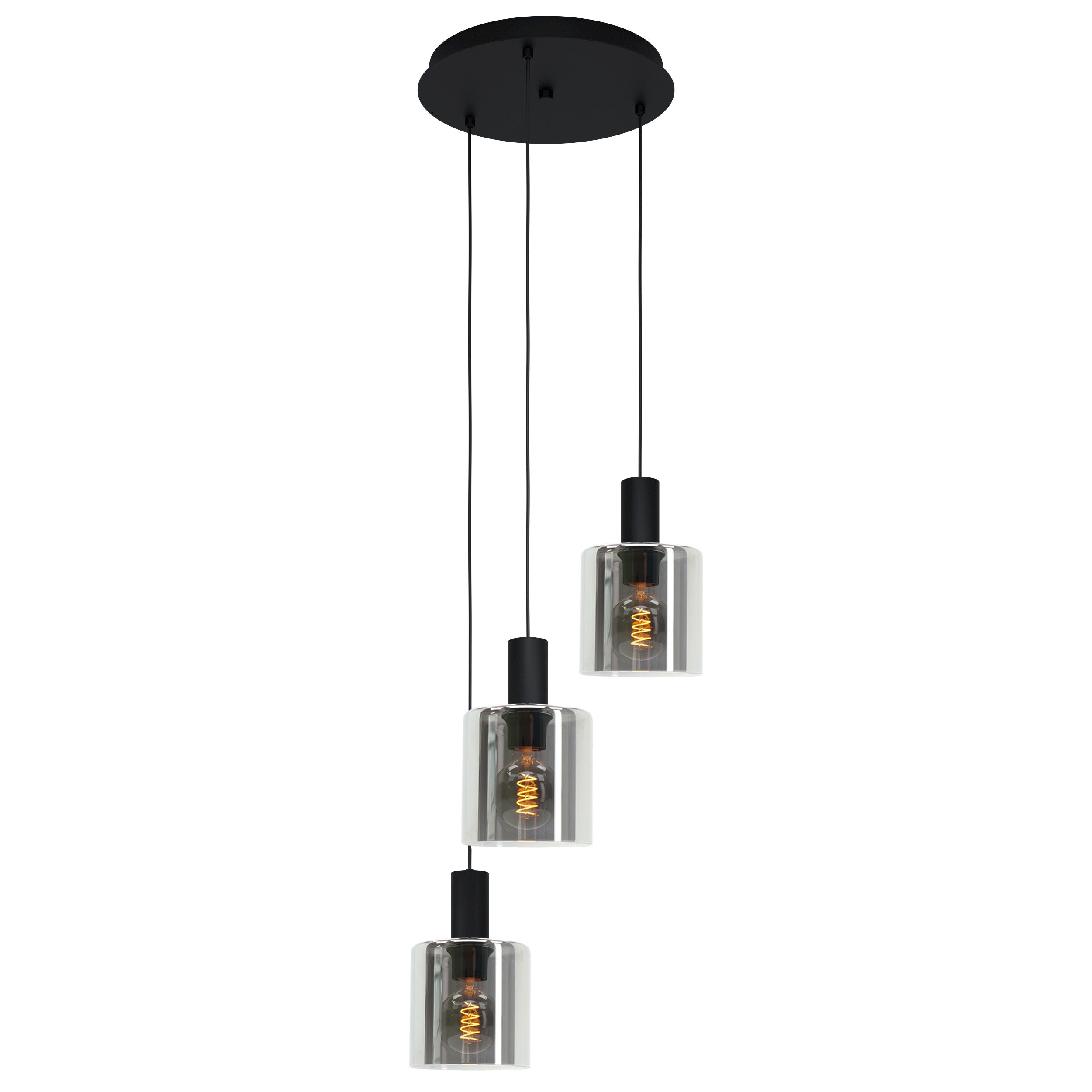EGLO hanglamp Gorosiba - e27 - ø 41 cm - rookglas - zwart