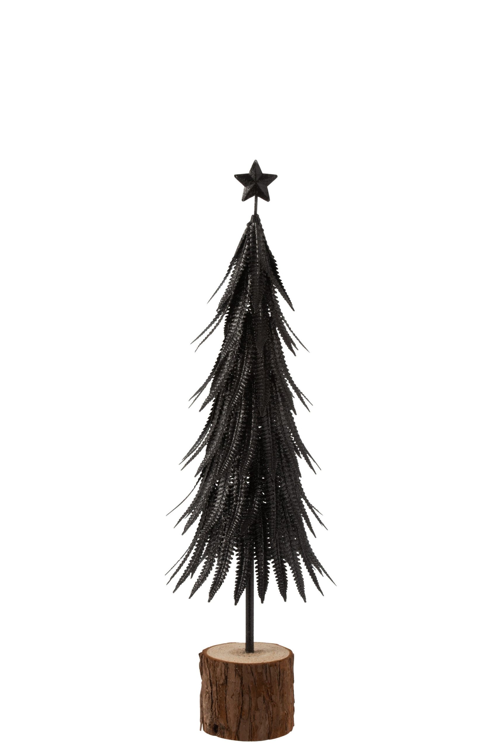 J-Line decoratie Kerstboom - metaal - glitter/zwart - small