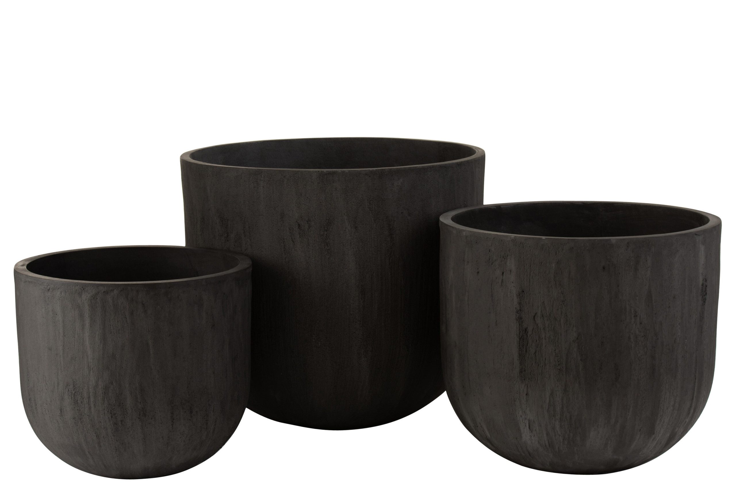 J-Line bloempot Rond Hoog - keramiek - zwart - 3 stuks - Ø 50 cm