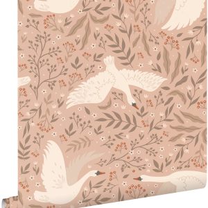 ESTAhome behang zwanen terracotta roze – 53 cm x 10.05 m – 130957 ESTAhome behang zwanen terracotta roze – 53 cm x 10.05 m – 130957