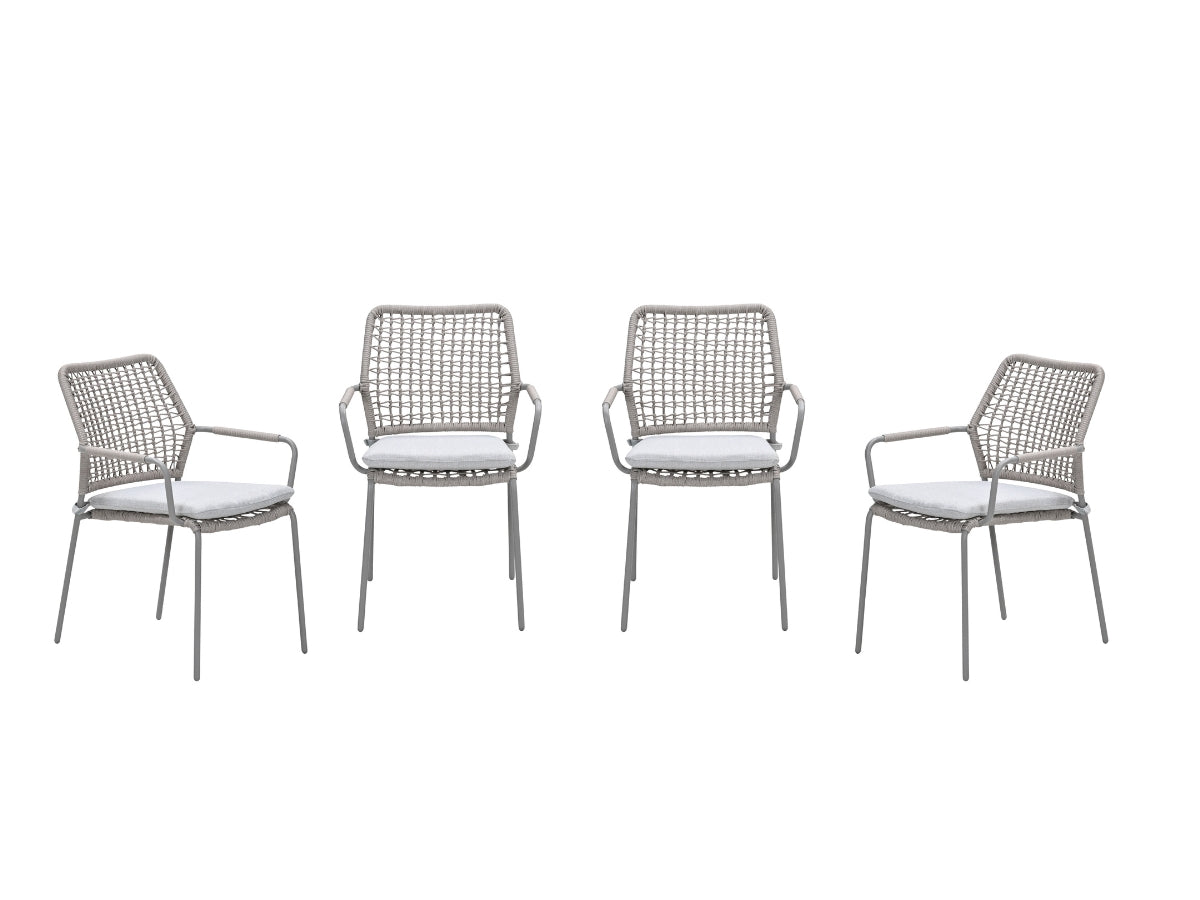Garden Impressions Swifty tuinstoelen set van 4 – taupe / rope natural