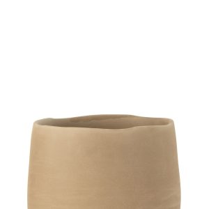 J-Line bloempot Effen – keramiek – beige – medium – 2 stuks – Ø 18 cm J-Line bloempot Effen – keramiek – beige – medium – 2 stuks – Ø 18 cm