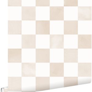 ESTAhome behang geblokt motief beige en wit – 53 cm x 10.05 m – 131291 ESTAhome behang geblokt motief beige en wit – 53 cm x 10.05 m – 131291