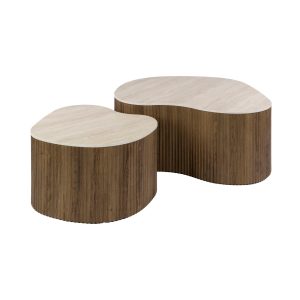 Giga Living Salontafel Ceramo Medio – Rond Travertin – Set Van 2 Giga Living Salontafel Ceramo Medio – Rond Travertin – Set Van 2