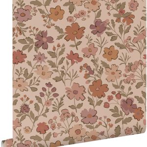 ESTAhome behang bloemetjes terracotta roze – 53 cm x 10.05 m – 131321