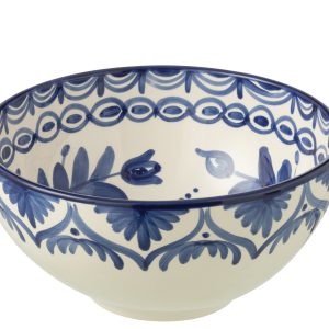 J-Line kom Granada High – keramiek – wit/blauw – large – Ø 28 cm J-Line kom Granada High – keramiek – wit/blauw – large – Ø 28 cm