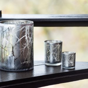 J-Line kaarshouder Takken – glas – grijs – small – 3 stuks