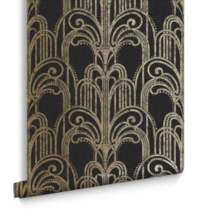Graham & Brown Vliesbehang – Art Deco Black Gold – 10mx53cm Graham & Brown Vliesbehang – Art Deco Black Gold – 10mx53cm
