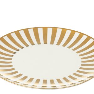 J-Line bord Gestrepen – porselein – goud/wit – large J-Line bord Gestrepen – porselein – goud/wit – large