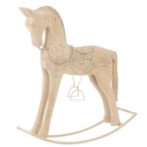 J-Line decoratie Schommelpaard Topo – hout/metaal – naturel – large
