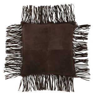 J-Line kussen Franje – leder – bruin