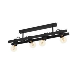 EGLO plafondlamp Plimsoll – e27 – 77 cm – zwart – hout