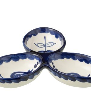 J-Line serveerschaal Granada Clover – keramiek – wit/blauw J-Line serveerschaal Granada Clover – keramiek – wit/blauw