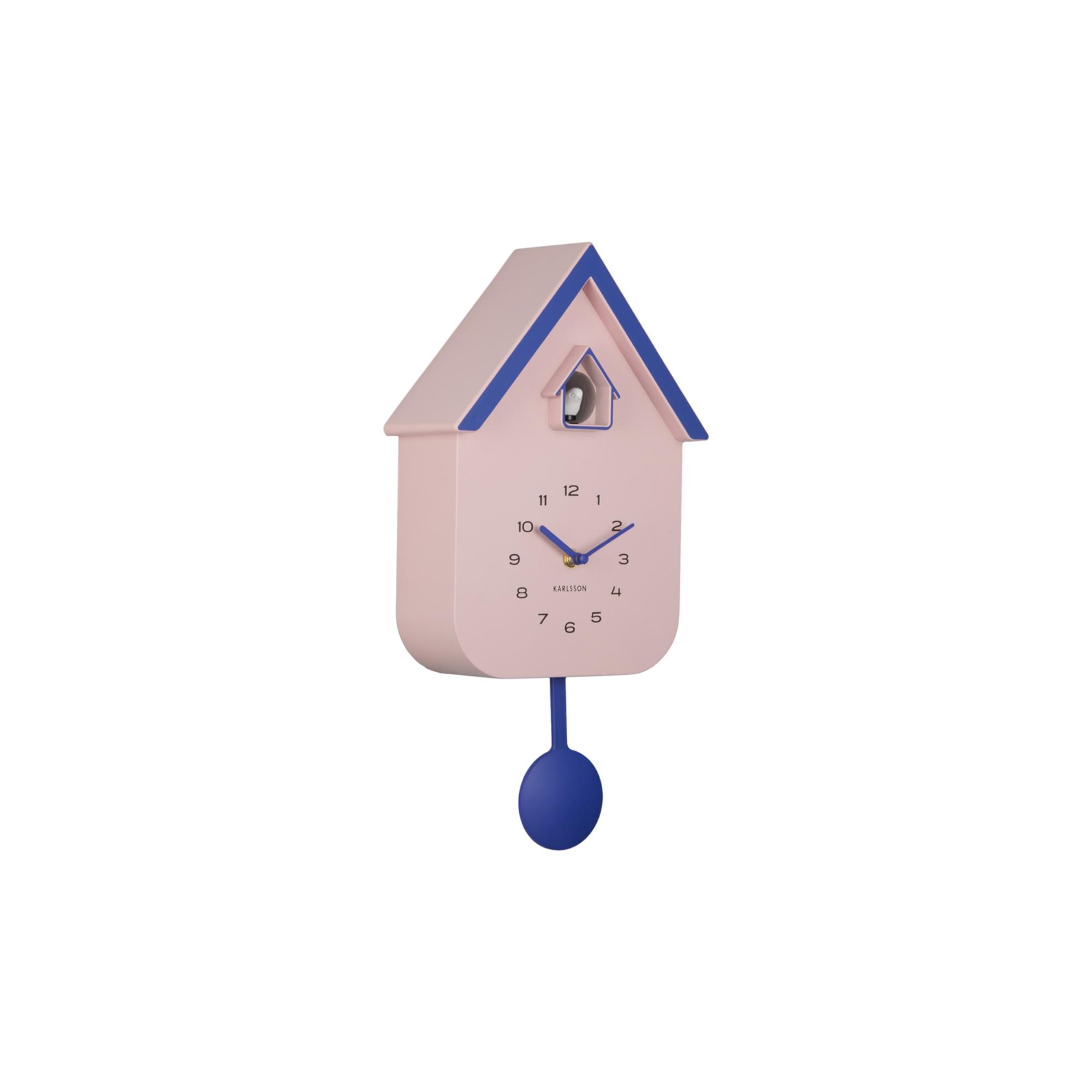 Karlsson wandklok Dupla Color Cuckoo - roze - Ø21.5cm