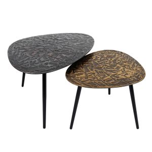 Giga Meubel Salontafel Patina – Brons Metaal – Set van 2 – 80x60x43cm
