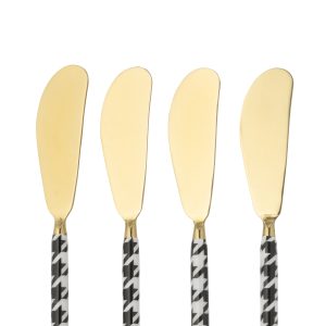 J-Line bestek Pied-De-Poule – roestvrij staal – goud – doos van 4 J-Line bestek Pied-De-Poule – roestvrij staal – goud – doos van 4