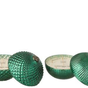 J-Line geurkaars Kerstbal – glas – groen – large – 2 stuks J-Line geurkaars Kerstbal – glas – groen – large – 2 stuks