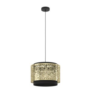 EGLO hanglamp Sandbach – e27 – ø 42 cm – zwart/goud – staal