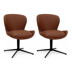 Furnhouse eetkamerstoel Nicklas – Donkerbruin – Leer – Set van 2