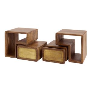 Giga Meubel Nachtkastje Brass – Naturel Hout – Set van 2 – 42x30x30cm Giga Meubel Nachtkastje Brass – Naturel Hout – Set van 2 – 42x30x30cm