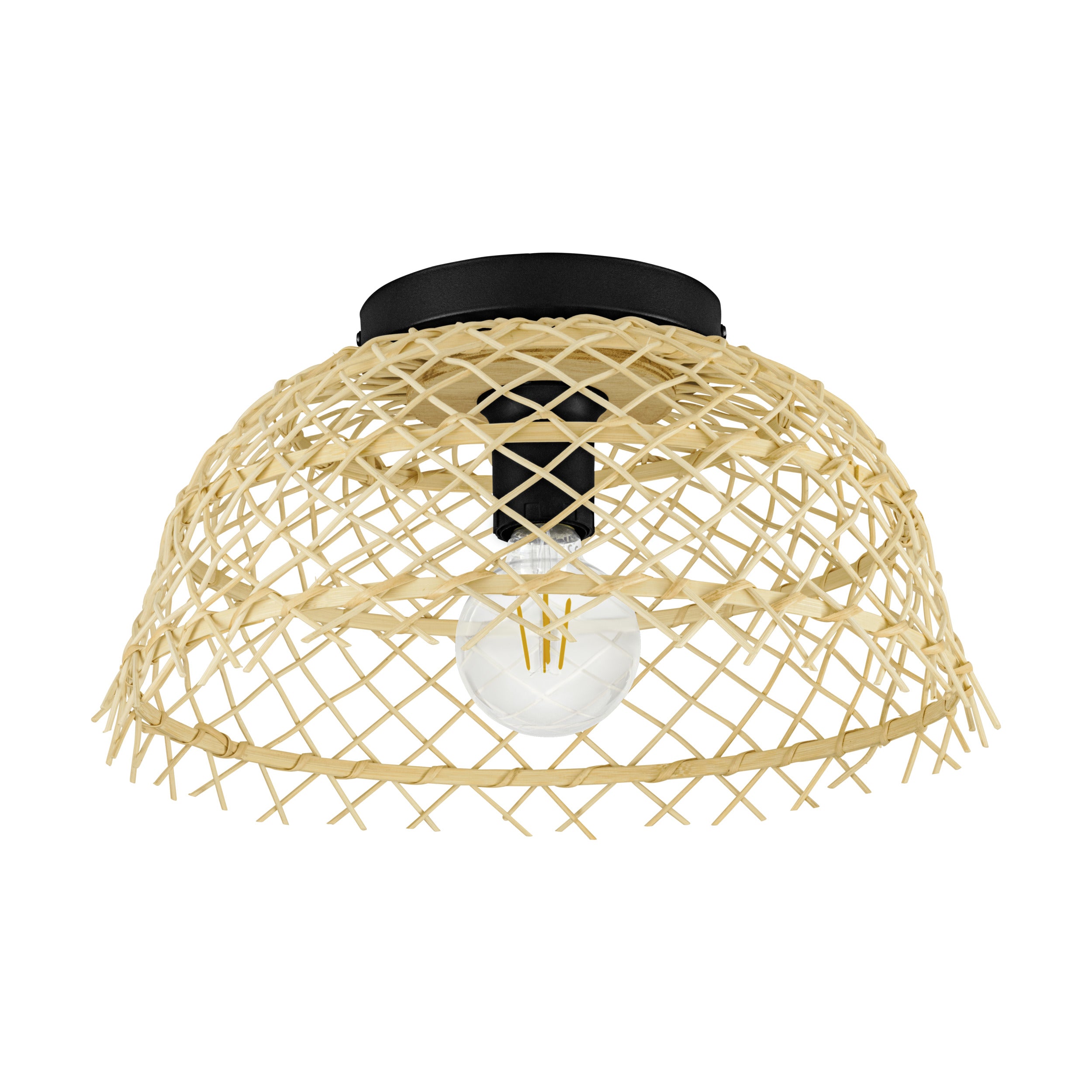 EGLO plafondlamp Ausnby - e27 - ø 37 cm - zwart/hout