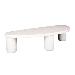 Giga Meubel Salontafel Kiezel – Wit Marmer Composiet – 160x65x40cm