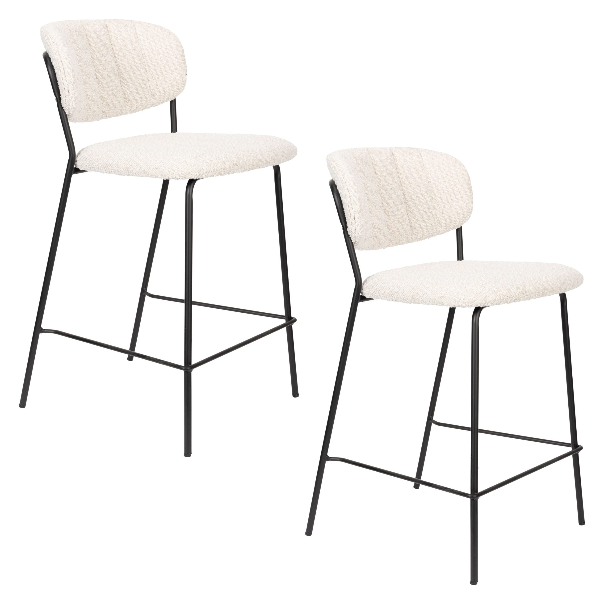 Housecraft Living Jolien Barkrukken rugleuning 65 cm Zwart/ Bouclé - S