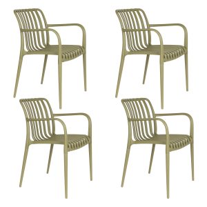 Housecraft Living Amae Tuinstoel Armleuning Kunststof Groen – Set van Housecraft Living Amae Tuinstoel Armleuning Kunststof Groen – Set van