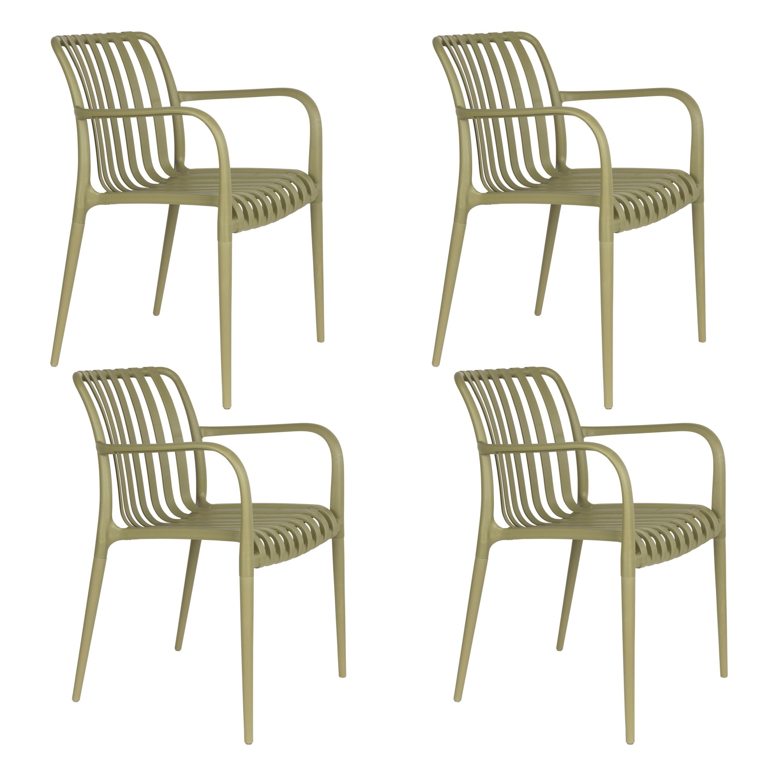 Housecraft Living Amae Tuinstoel Armleuning Kunststof Groen - Set van