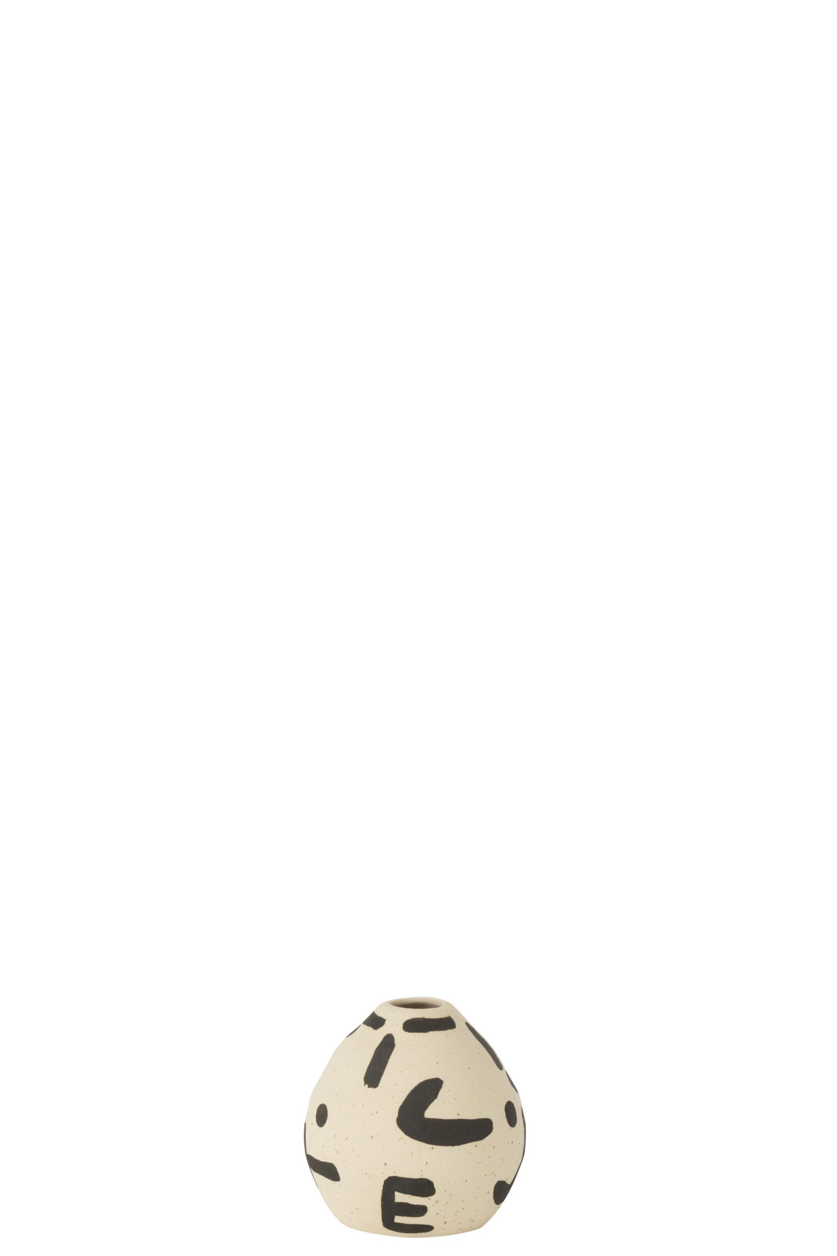 J-Line vaas Kira Rond - keramiek - wit/zwart - small - Ø 10 cm