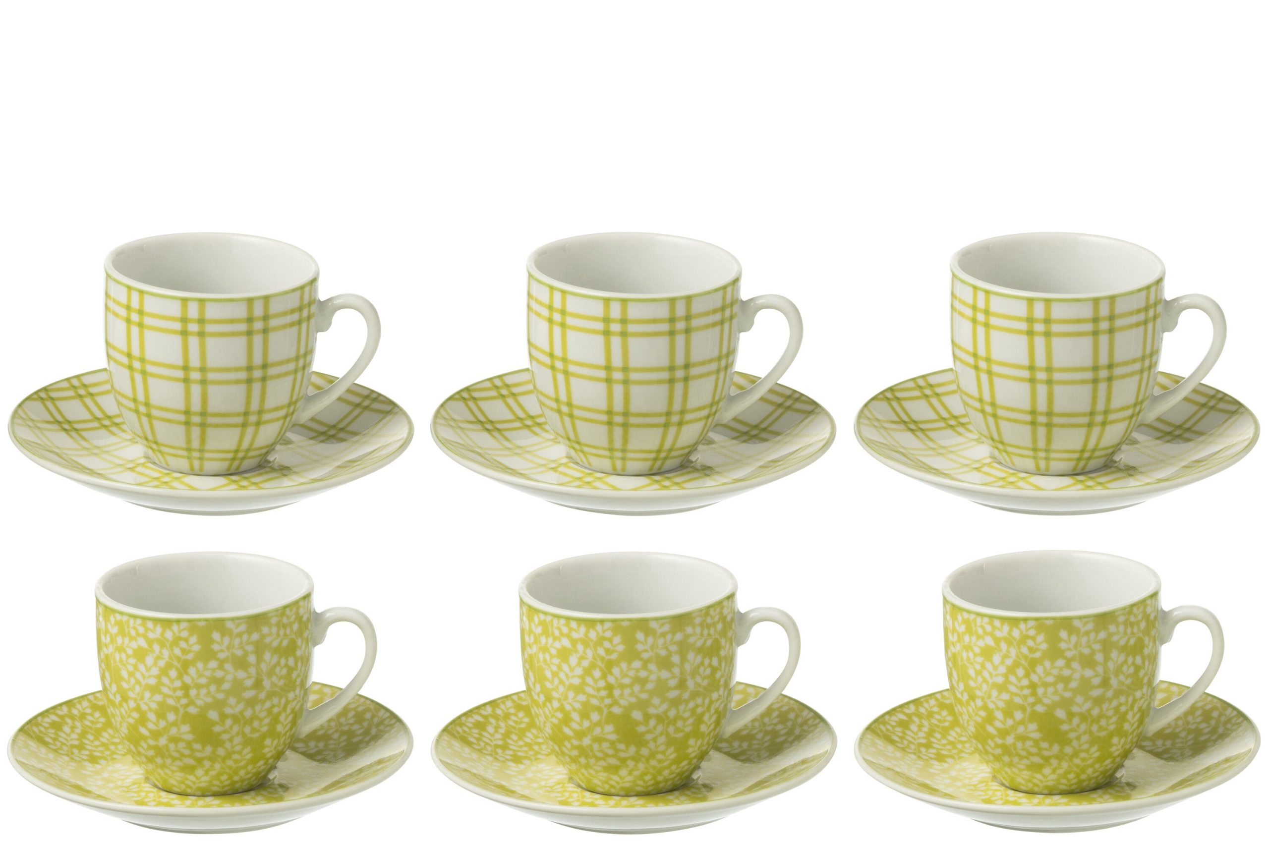 J-Line kop + schoteltje - keramiek - groen - doos van 6