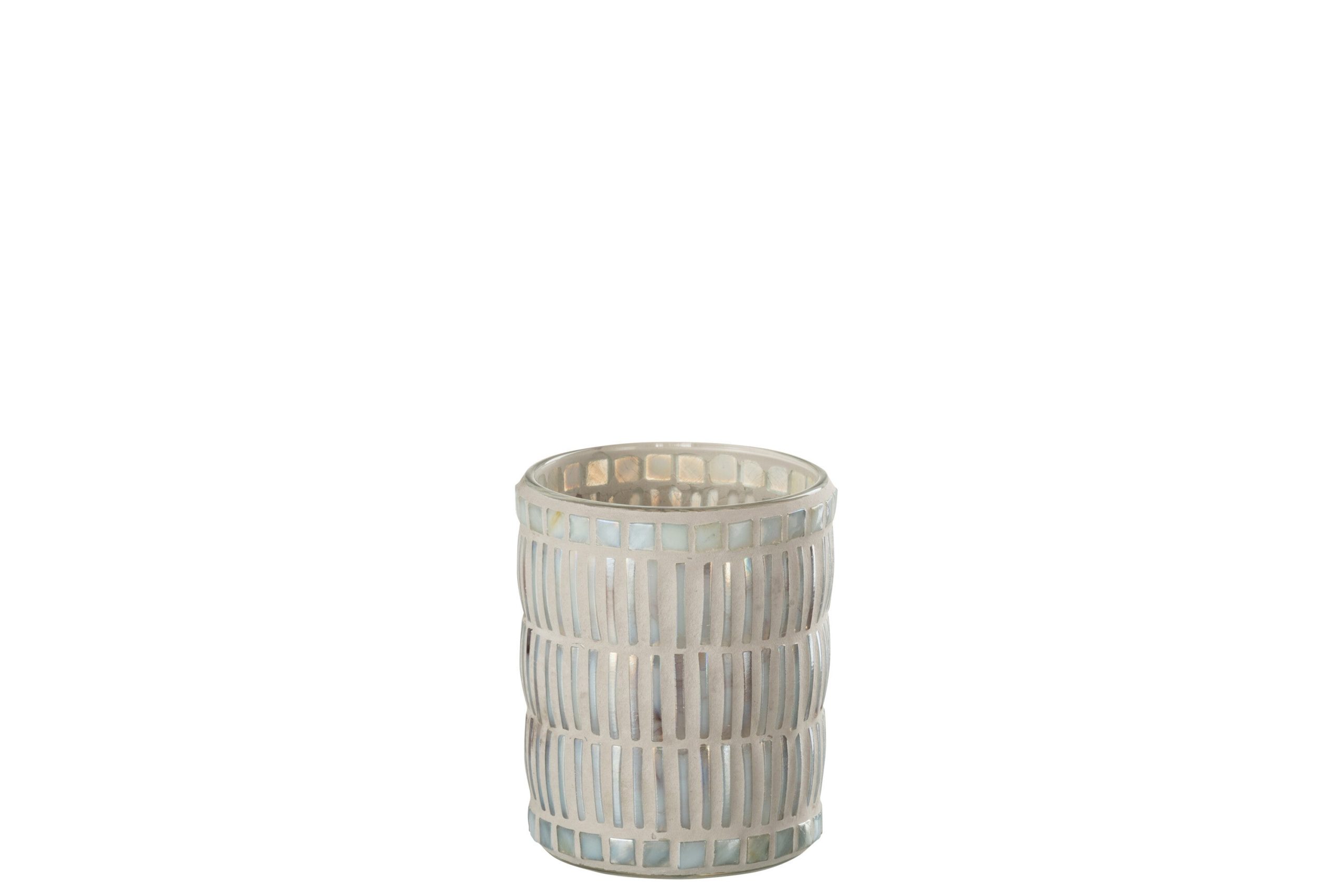 J-Line kaarshouder Mozaiek Rond - glas/cement - parelmoer/grijs - larg