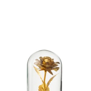 J-Line Decoratieve stolp Roos – glas – goud/zwart – small