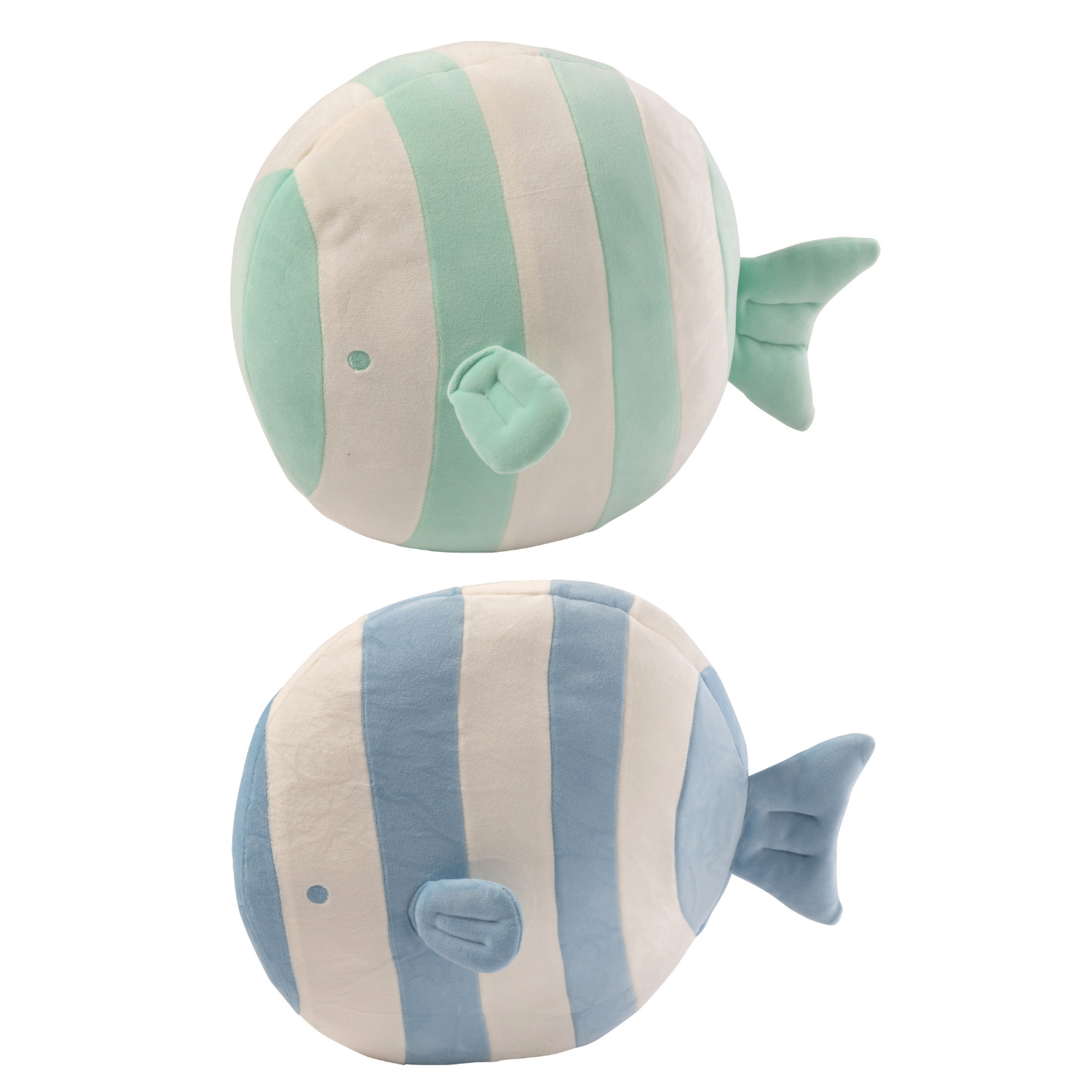 J-Line decoratie Vis Gestreept - polyresin - blauw/muntgroen - set van
