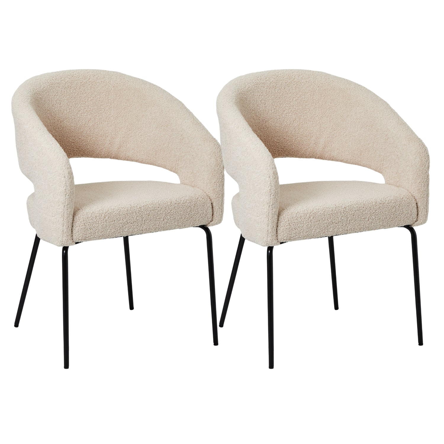 Furnhouse eetkamerstoelen armleuning Natalie - Beige - Stof (Bouclé) -