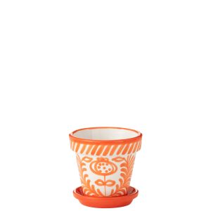 J-Line bloempot Granada Handmade + Painted – keramiek – oranje – small J-Line bloempot Granada Handmade + Painted – keramiek – oranje – small