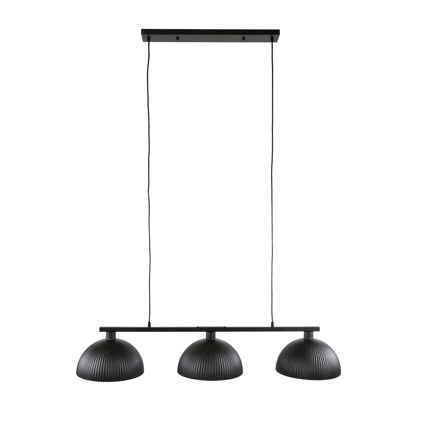 Giga Meubel Hanglamp Kap-Ribbel - Zwart Metaal - 3-Lichts - 120x30x150