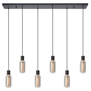 EGLO hanglamp Majone – e27 – smoke glas – 138 cm – zwart