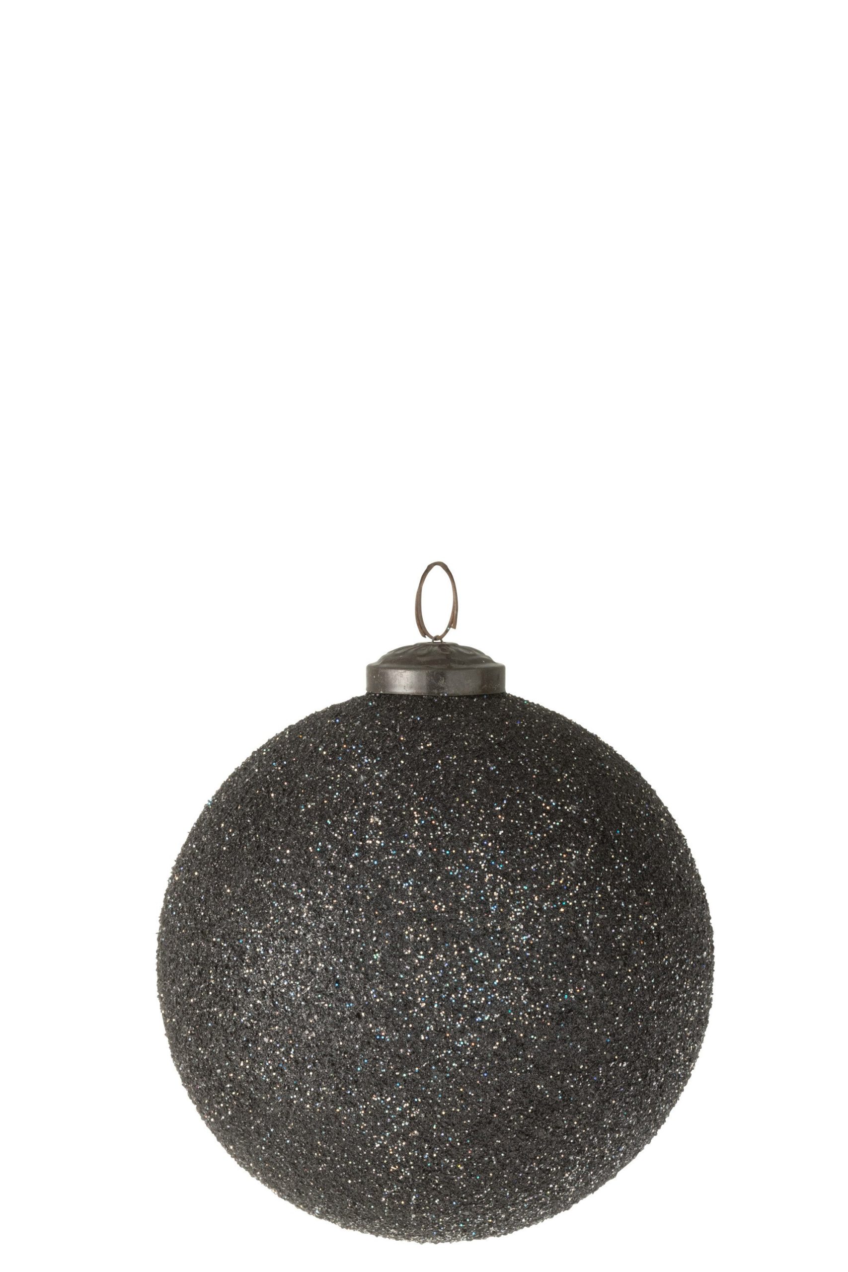 J-Line kerstbal Ornament Glitter - glas - paars - large - 4 stuks