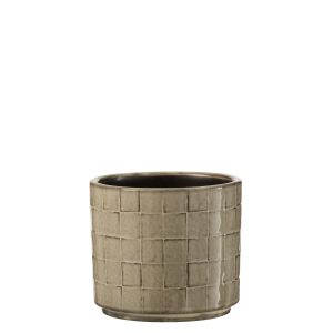 J-Line bloempot Vierkant – keramiek – beige/grijs – small – 2 stuks – J-Line bloempot Vierkant – keramiek – beige/grijs – small – 2 stuks –