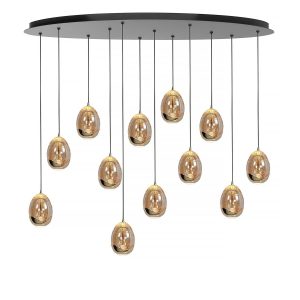 Highlight hanglamp Golden – 12 lichts – 140 x 155 cm – amber zwart Highlight hanglamp Golden – 12 lichts – 140 x 155 cm – amber zwart