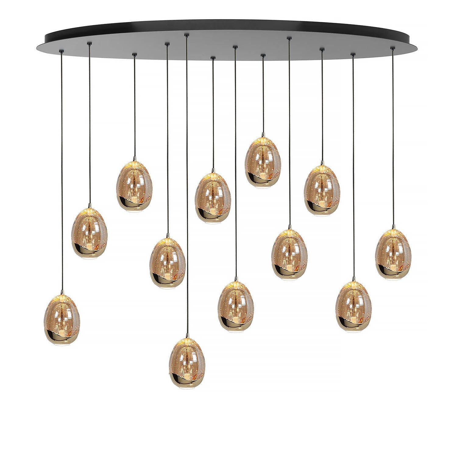 Highlight hanglamp Golden - 12 lichts - 140 x 155 cm - amber zwart