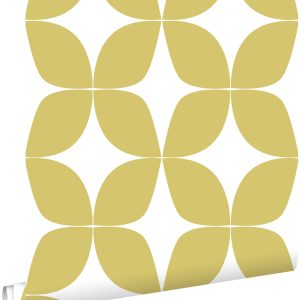 ESTAhome behang grafisch motief okergeel en wit – 53 cm x 10.05 m – 13