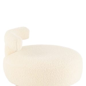J-Line kruk Rond Met Rugleuning Bouclé – velvet – wit J-Line kruk Rond Met Rugleuning Bouclé – velvet – wit