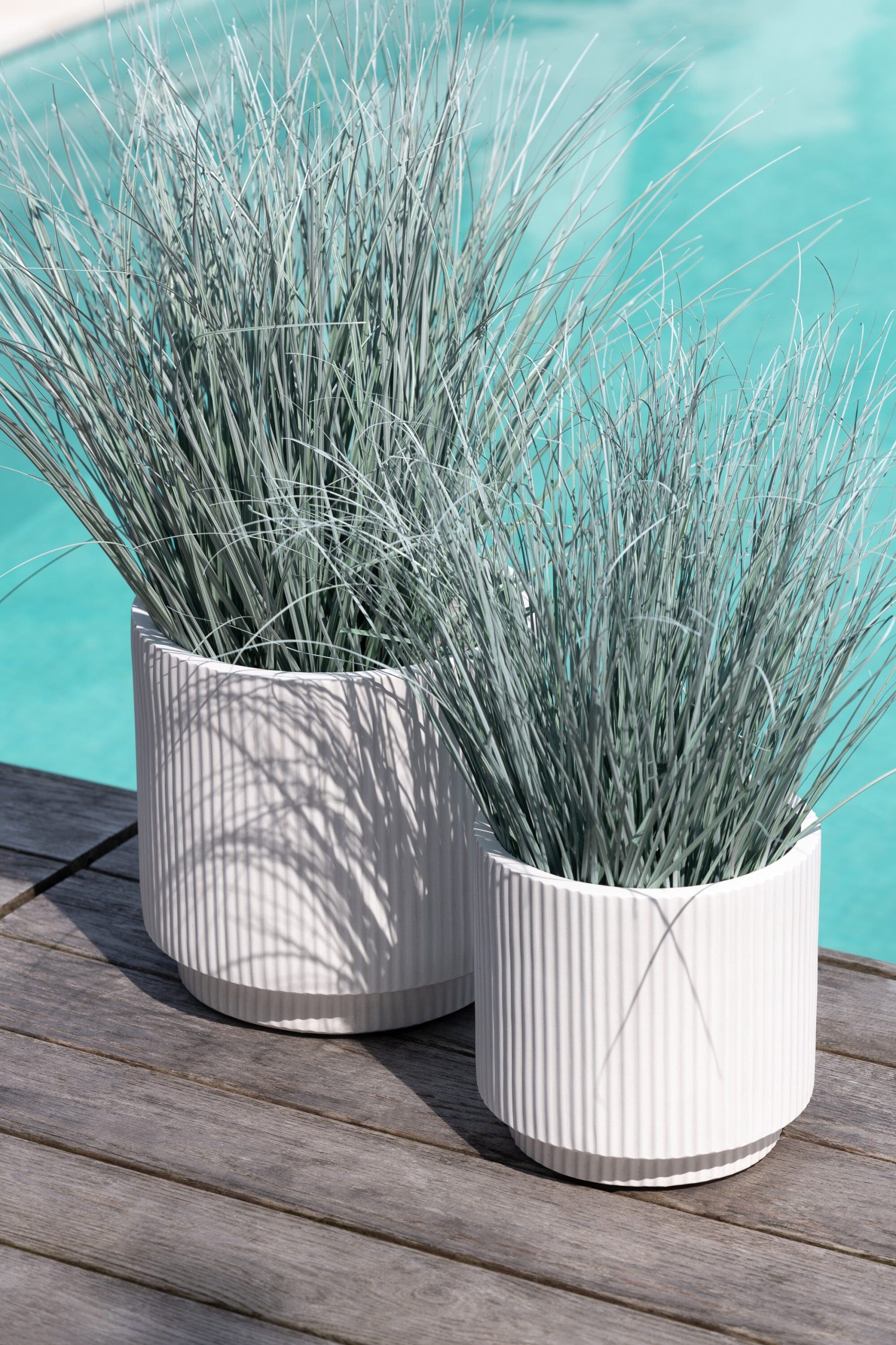 J-Line bloempot Misty - keramiek - wit - 3 stuks - Ø 37 cm